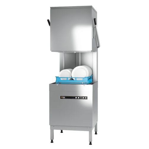 Hobart Ecomax H604W-12B Hood / Passthrough 500mm Basket Frontloading Commercial Dishwasher with Drain Pump, 18 Plate Capacity