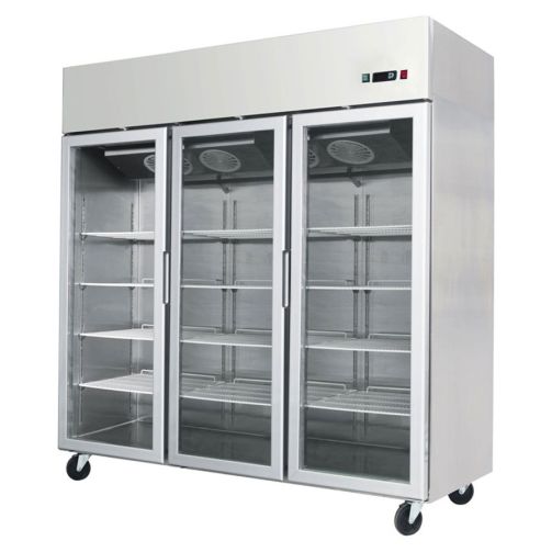 Atosa YCF9403GR Slimline Glass Triple Door Upright Fridge, 1390 Litres