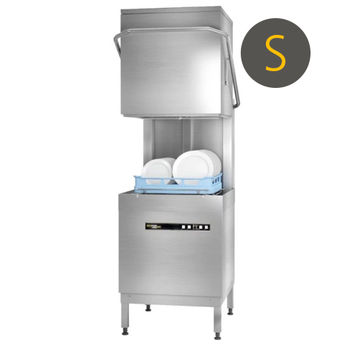 Hobart Ecomax Plus H615SW-10D 500mm Basket Hood / Passthrough Dishwasher with Integral Water Softener & Drain Pump, 18 Plates