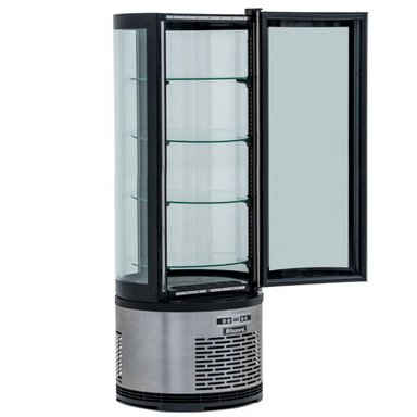 Blizzard CD400R Round Case Cake Display, Angled Front View With Open Door