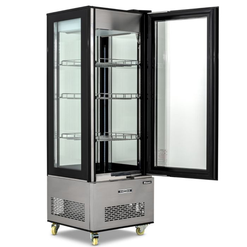 Blizzard CD400L Tall Square Case Cake Display, Angled Front View With Open Door