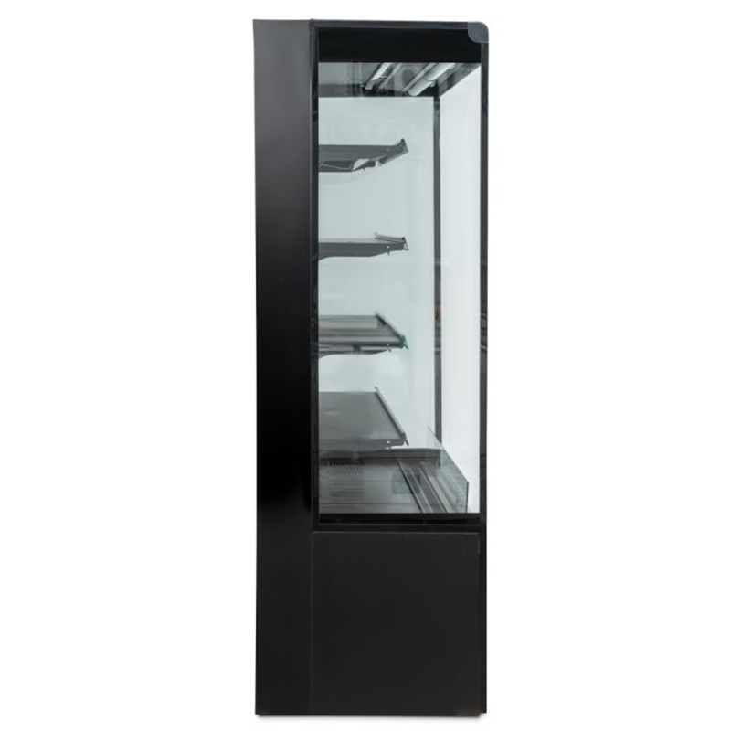 Blizzard BTD200BK-GD Refrigerated Multi Deck Tiered Display In Black With Sliding Glass Doors, Left Side View