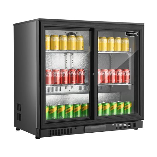 Sterling Pro Green SP2HC-BS Sliding Double Door Bottle Cooler, 180 x 330ml Bottles
