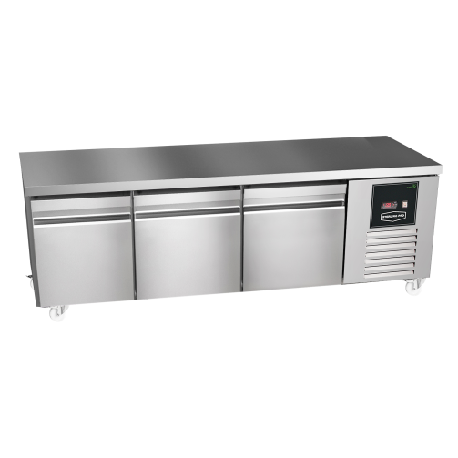 Sterling Pro Green SPI-B-180 3 Door Stainless Steel Low-Height Fridge Counter, 3 x 2/3 Drawers