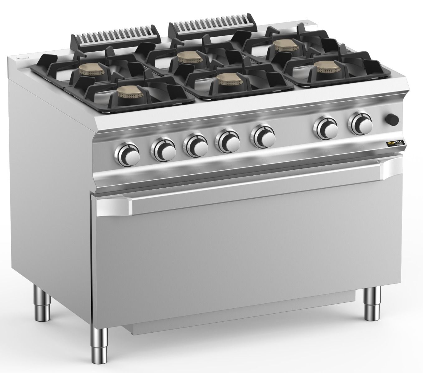 Hobart Ecomax HEFB711FGMXL 6 Burner Gas Hob (6 x 7kW) with Jumbo Gas Oven (8kW), 50kW