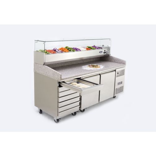 Atosa EPF3480GR Two Door + 7 Drawer Salad Prep Counter Table 250 Litres