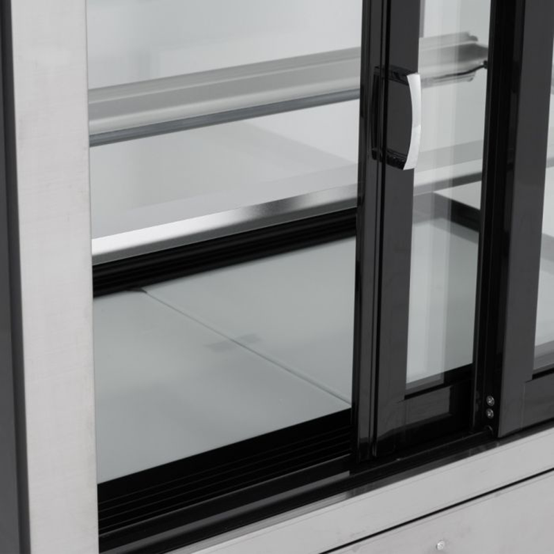 Blizzard DC270 Mobile Display Merchandiser, Close Up View Of Sliding Glass Door