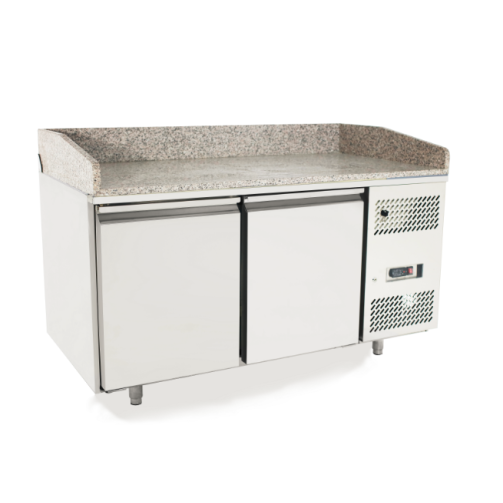Atosa EPF3495GR + VRX1500/330 2 Door Granite Top Pizza Preparation Counter Fridge with VRX Unit & GN Pans, 250 Litres