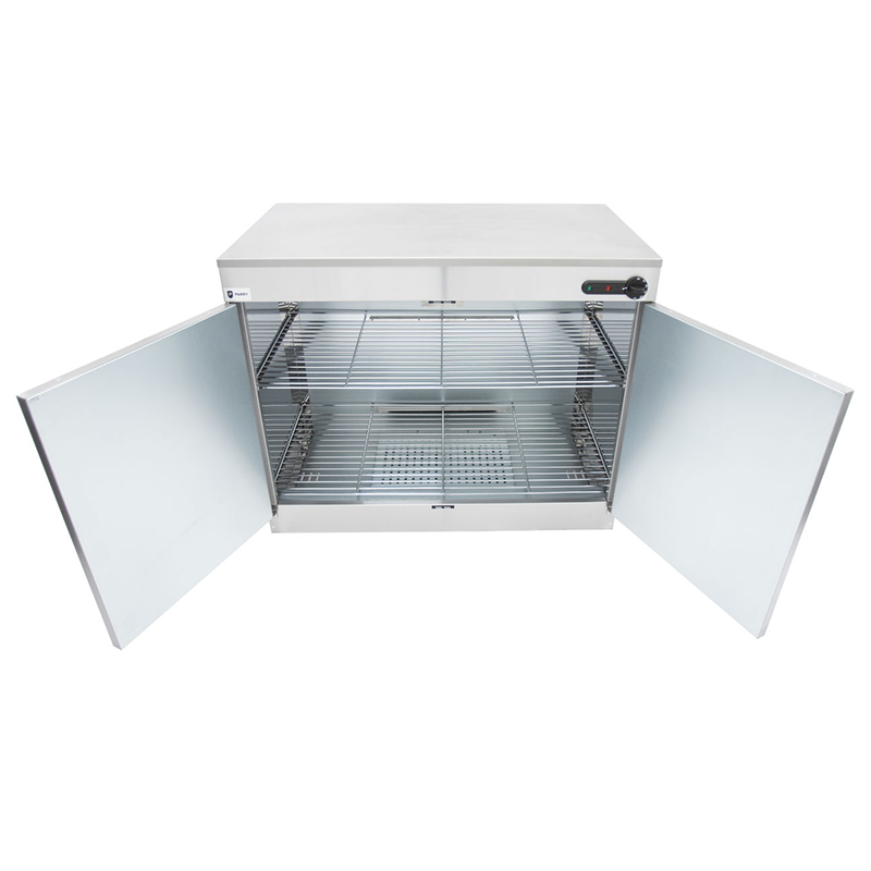 Parry Double Door Electric Plate Warmer 9214 Front View With Open Cupboards