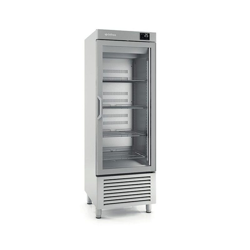 Infrico AEX500TF Single Glass Door Refrigerator 500L Capacity, Angled Front/Left Side View
