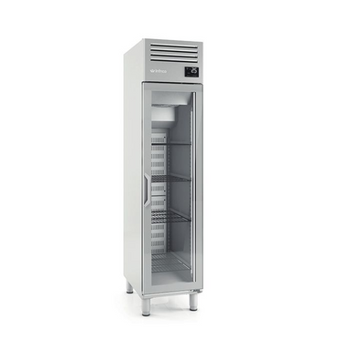 Infrico AGN300-CR Single Glass Door Gastronorm Refrigerator 325L Capacity, Angled Front/Left Side View