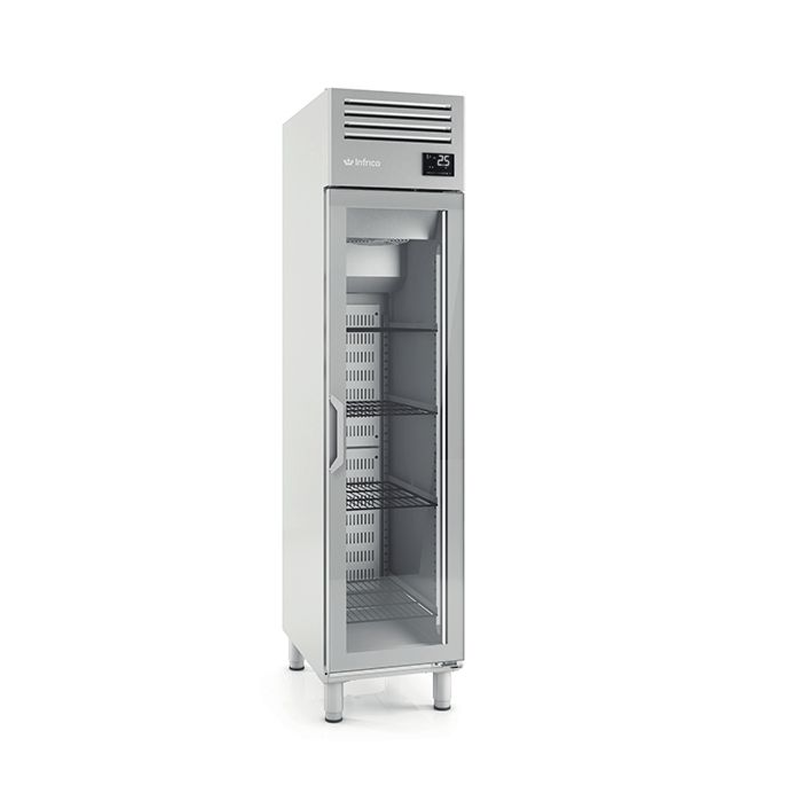 Infrico AGN300-CR Single Glass Door Gastronorm Refrigerator 325L Capacity, Angled Front/Left Side View