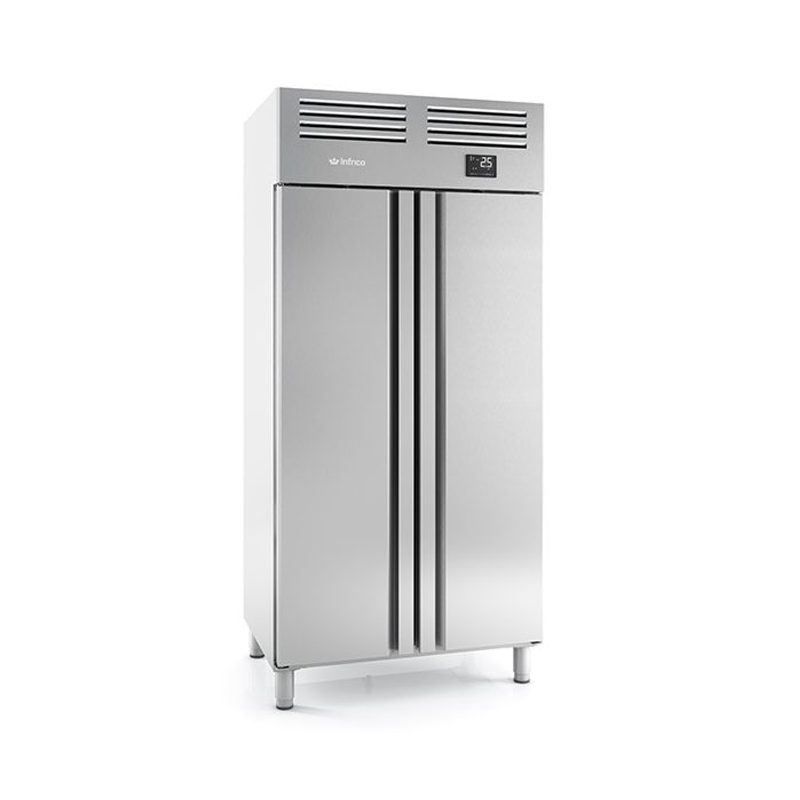 Infrico AGN602 Double Door Stainless Steel Refrigerator 745L Capacity, Angled Front/Left Side View
