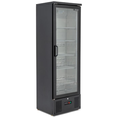 Blizzard BAR10 Upright Single Hinged Glass Door Bottle Cooler Left Side/Front Angled View