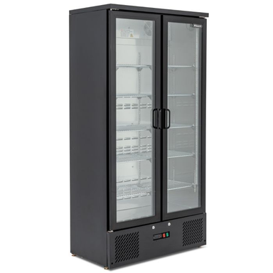 Blizzard BAR20 Upright Double Hinged Glass Door Bottle Cooler Angled Front/Left Side View