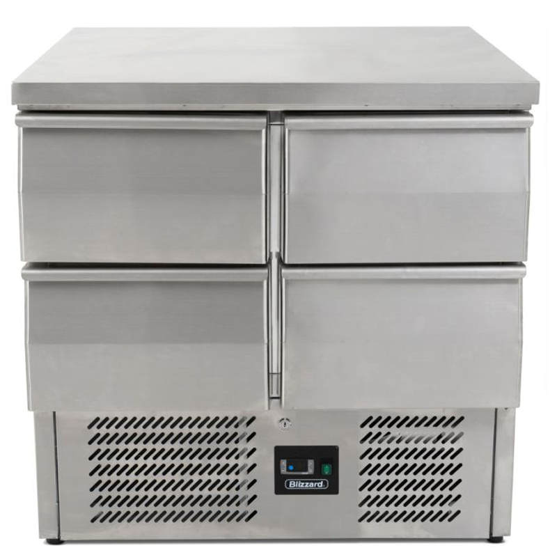 Blizzard BCC2-4D Stainless Steel Compact Four Drawer Counter Refrigerator Front View