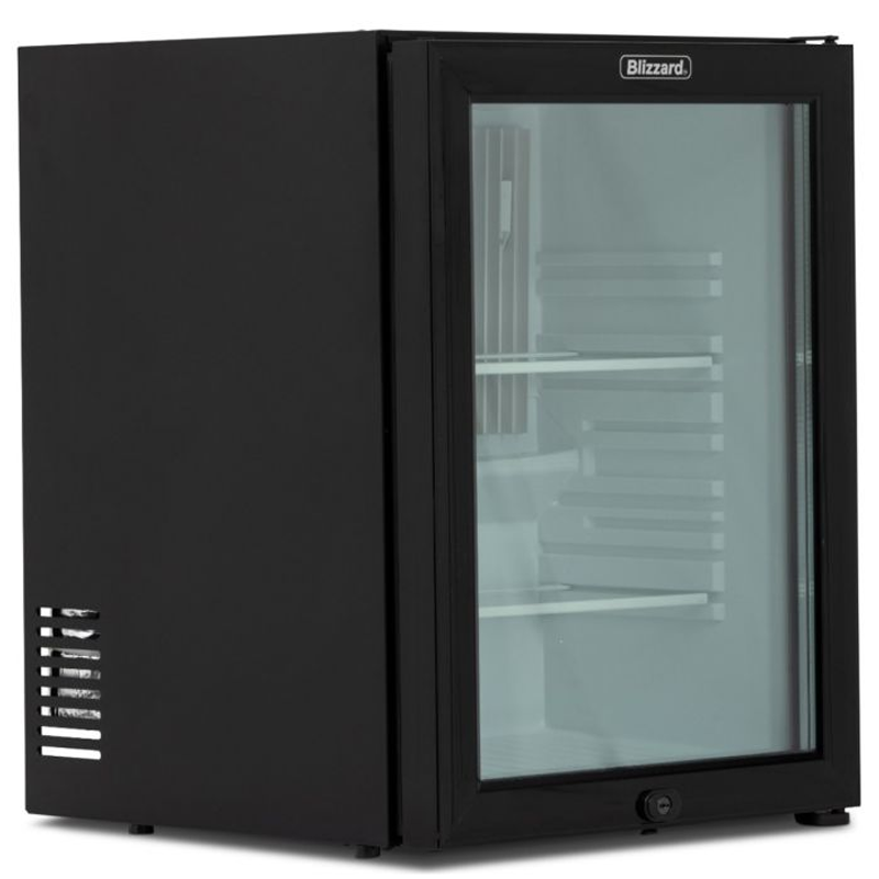 Blizzard BMB30G Single Glass Door Mini Bar Left Side/Front Angled View