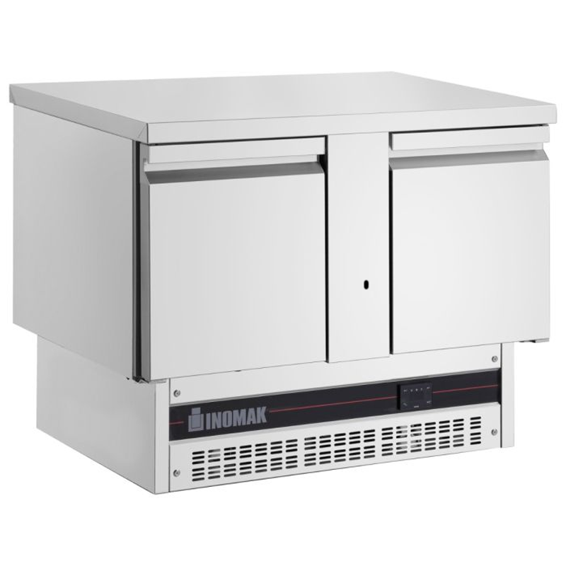 Inomak BPV7300-HC 2 Door Compact Gastronorm Refrigerated Counter 232L Capacity, Angled Front/Left Side View