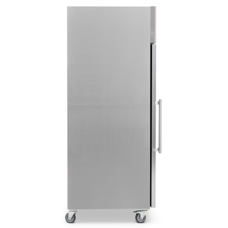 Blizzard BR1SSCR Upright Stainless Steel Single Hinged Glass Door Gastronorm Freezer Refrigerator Left Side View