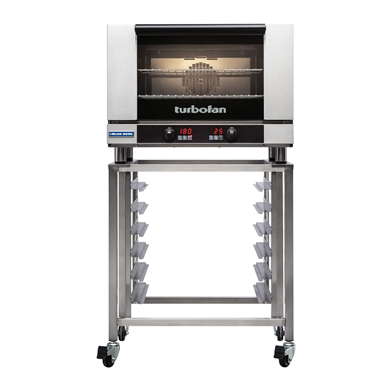 Blue Seal E27D2 Electric Convection Oven - Front Facing View Of Oven Pictured On Turbofan Oven Stand (Not Included)