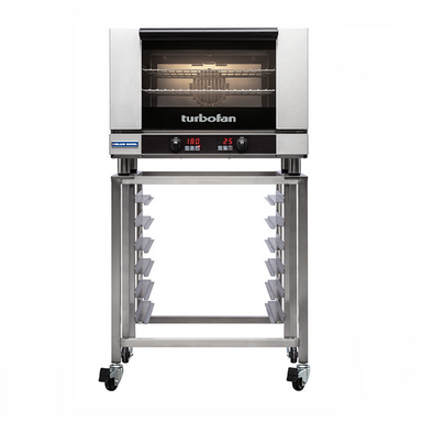 Blue Seal E27D3 Electric Convection Oven - Front Facing View Pictured On Turbofan Oven Stand (Not Included)