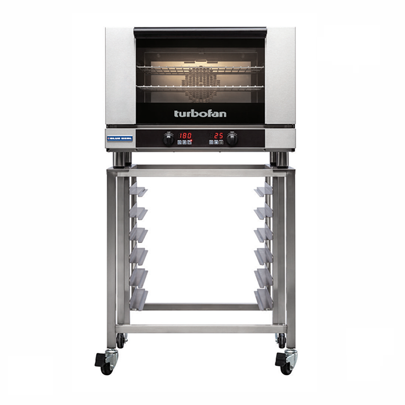 Blue Seal E27D3 Electric Convection Oven - Front Facing View Pictured On Turbofan Oven Stand (Not Included)