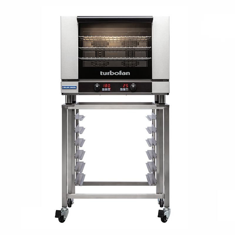 Blue Seal E28D4 Electric Convection Oven - Front Facing View On Turbofan Oven Stand (Not Included)
