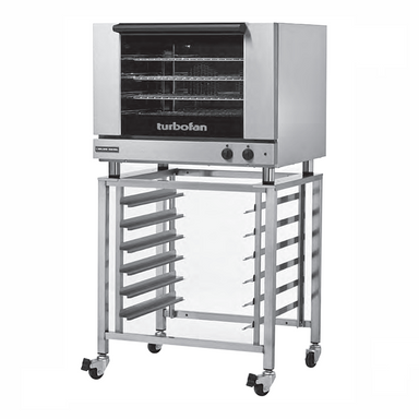 Blue Seal E28M4 Electric Convection Oven - Angled Front View On Turbofan Stand (Not Included)