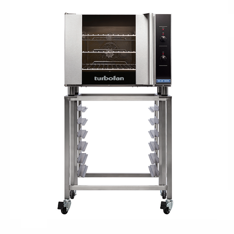 Blue Seal E30M3 Electric Convection Oven - Front Facing View On Turbofan Oven Stand (Not Included)