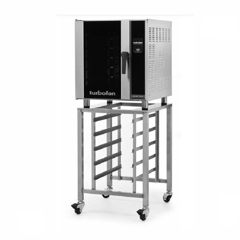 Blue Seal E33T5 Electric Convection Oven - Angled Front View On Turbofan Oven Stand (Not Included)