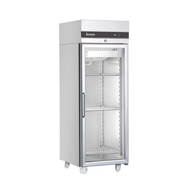 Inomak CAP172CR Single Glass Door Heavy Duty 2/1 Refrigerator 654L Angled Front/Left Side View