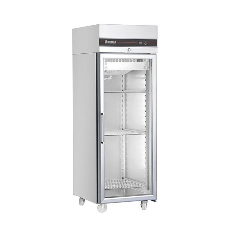 Inomak CAP172CR Single Glass Door Heavy Duty 2/1 Refrigerator 654L Angled Front/Left Side View