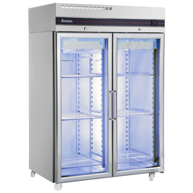 Inomak CEP2144CR Double Glass Dr Heavy Duty 2/1 Refrigerator 1432L Capacity, Angled Front/Left Side View