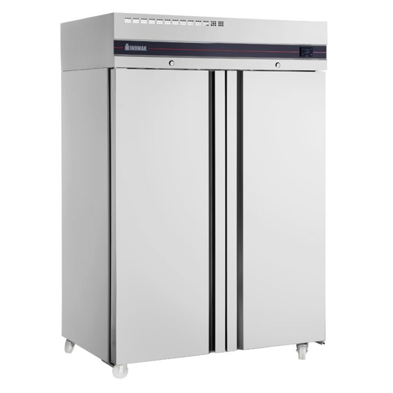 Inomak CEP2144SL Stainless Steel Double Door Slim Heavy Duty Refrigerator, 1227L Capacity Front Angled View