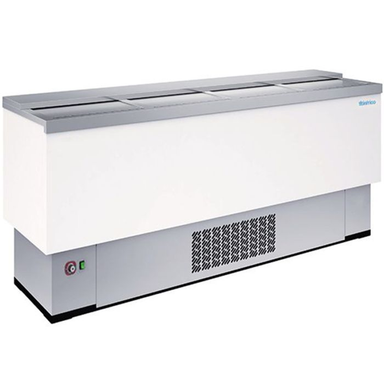Infrico EFP2000WH White Laminated Beer Dump With An Angled Front/Left Side View