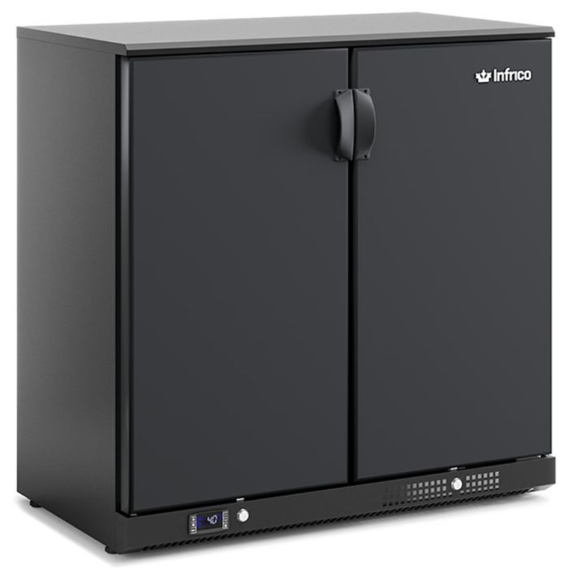 Infrico ERV25PP Double Solid Door Bottle Cooler Angled Left Side/Front View