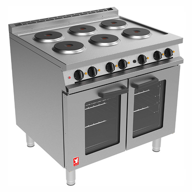 Falcon Dominator E3101P OTC Six Hotplate Oven Range, Angled Front/Left Side View