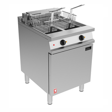 Falcon Dominator E3865 Twin Pan Electric Fryer, Angled Front/Left Side View