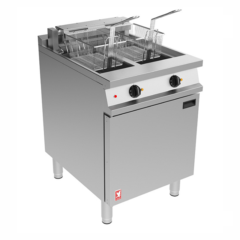 Falcon Dominator E3865 Twin Pan Electric Fryer, Angled Front/Left Side View