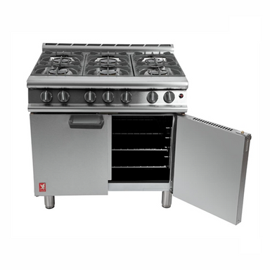 Falcon Dominator G3101 - Open Top Gas Range, Front Facing View With One Oven Door Open