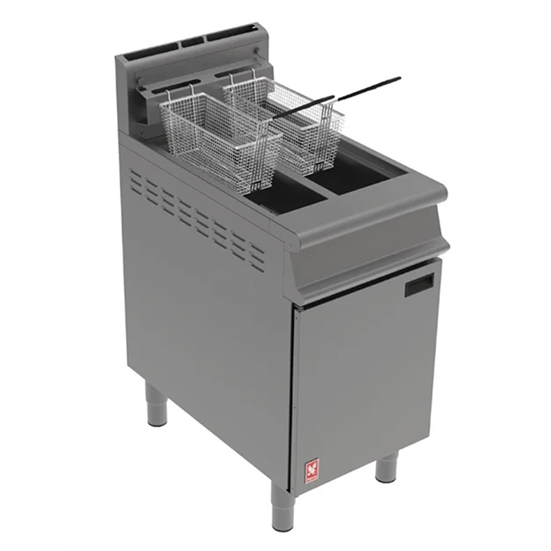 Falcon Dominator G3845 Twin Pan Gas Fryer, Angled Front/Left Side View