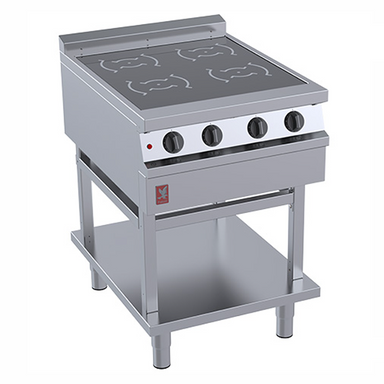 Falcon One Series E1403i Induction Boiling Top, Angled Front View On The Fixed Stand Accessory