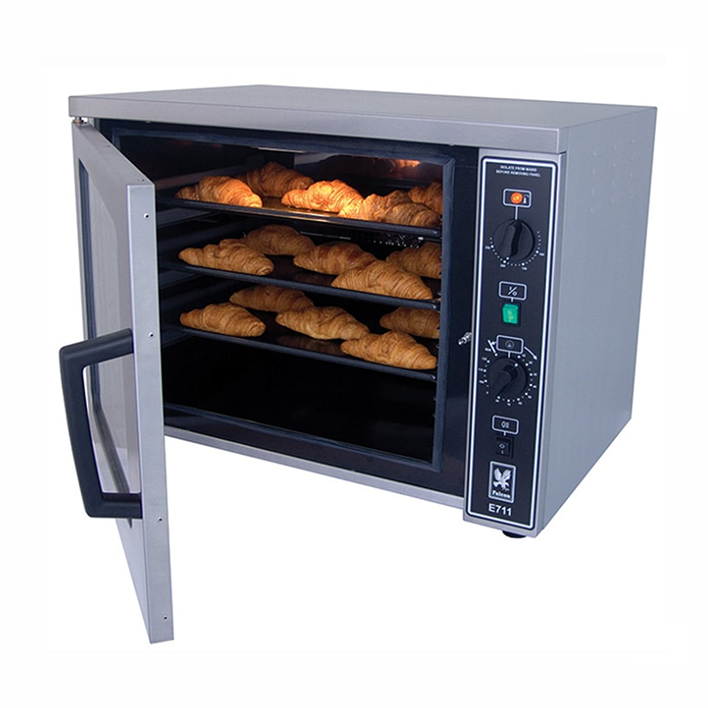 Falcon E711 Counter-Top Electric Convection Oven - Angled Front View With Open Oven Door
