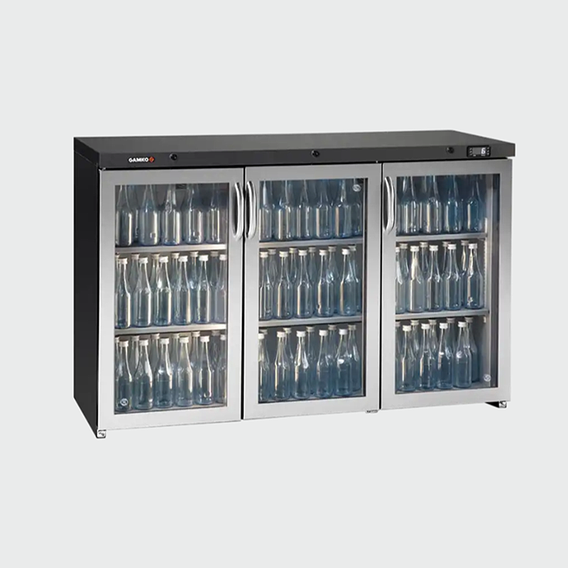 Gamko LG3/315GCS Triple Door Bottle Cooler - Angled Front View