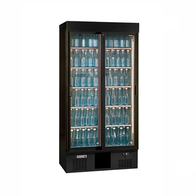 Gamko MG3/500SD Tall Double Door Bottle Cooler - Angled Front/Left Side View