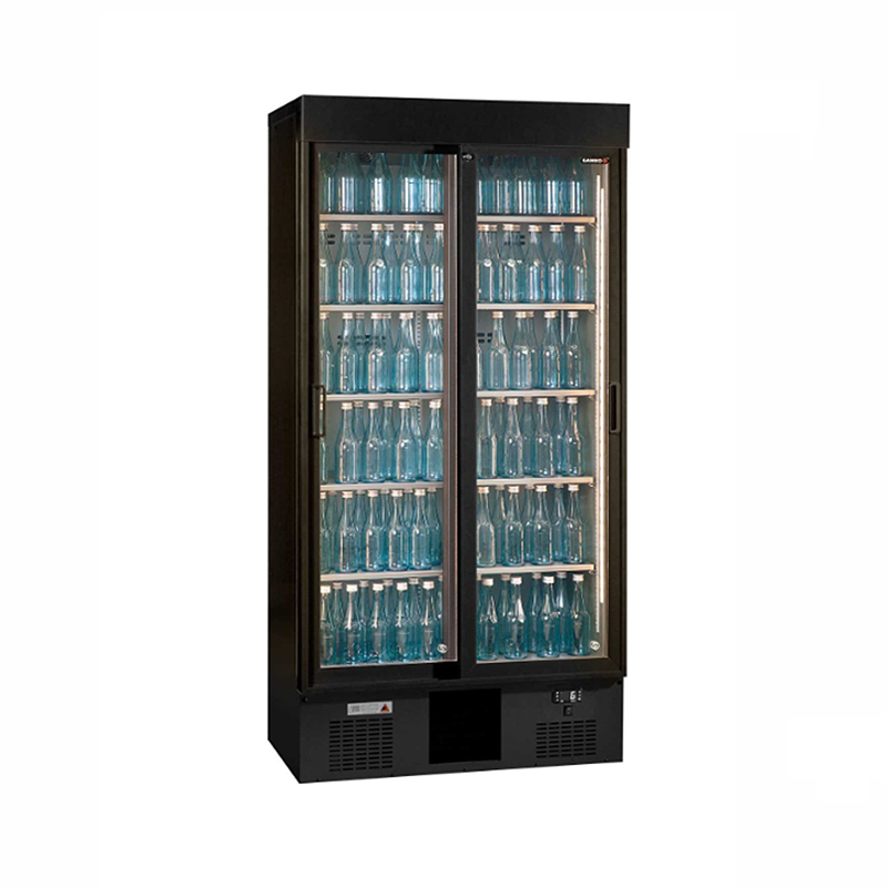 Gamko MG3/500SD Tall Double Door Bottle Cooler - Angled Front/Left Side View
