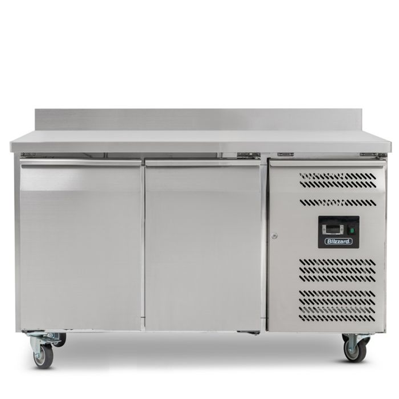 Blizzard HBC2 Stainless Steel Double Hinged Door Counter Refrigerator With Upstand, Front View