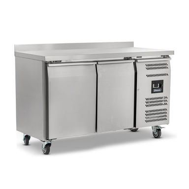 Blizzard HBC2 Double Hinged Door Counter Refrigerator With Upstand, Angled Front/Left Side View