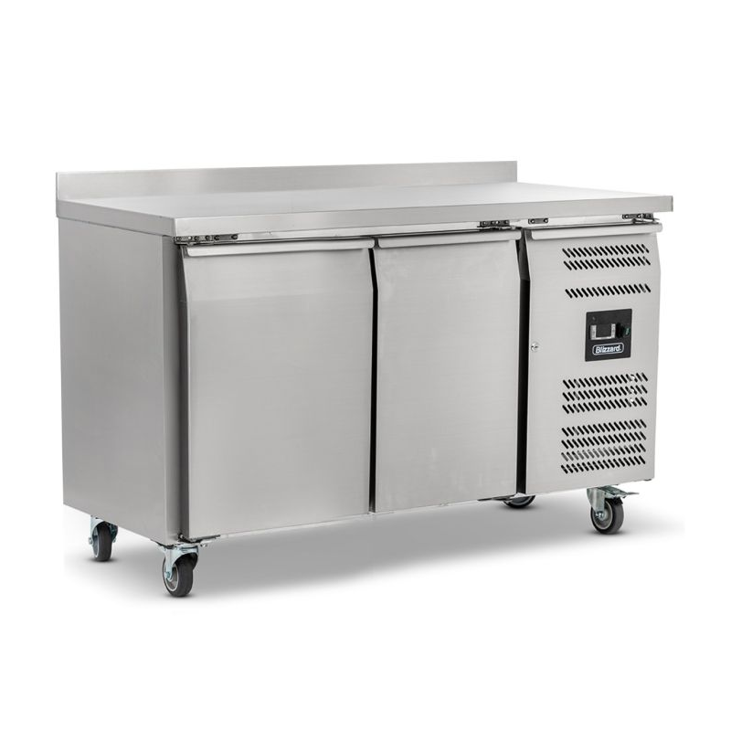 Blizzard HBC2 Double Hinged Door Counter Refrigerator With Upstand, Angled Front/Left Side View