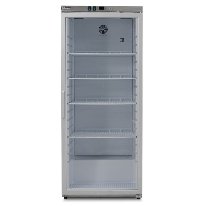 Blizzard HSG60 Single Glass Door Stainless Steel Refrigerator Front View